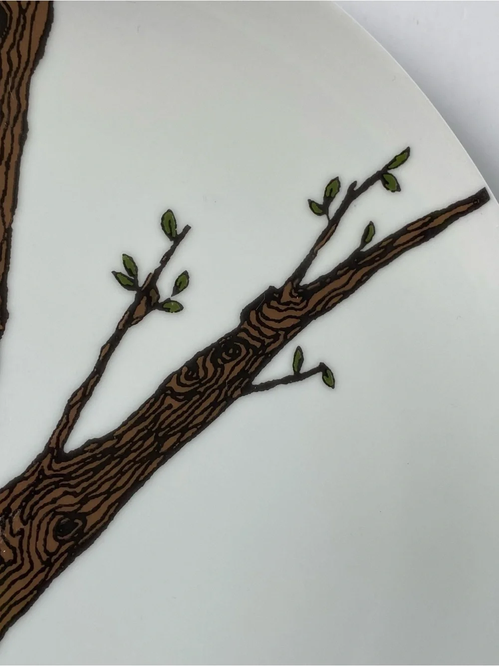 West Elm Owl Plate 8.5” Serving Art Drawing Display Bird Tree Ceramic Birding
